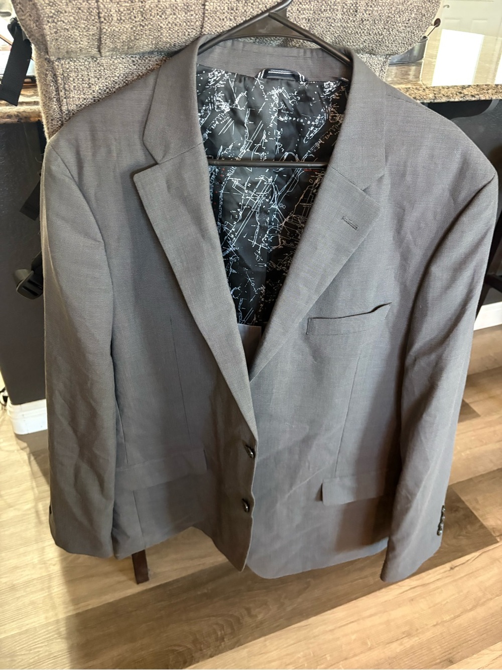 Nautica stylish Men's Modern Fit Gray Solid Single-Breast Notch Lapel Blazer 46